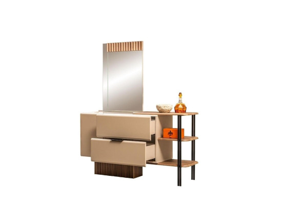 Schminktisch Frisiertisch Konsolentisch Holz Schlafzimmer Beige Modern
