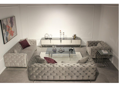 Wohnzimmer Möbel Set 6tlg Sofagarnitur 2x Dreisitzer Modern TV Ständer