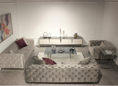 Wohnzimmer Möbel Set 6tlg Sofagarnitur 2x Dreisitzer Modern TV Ständer