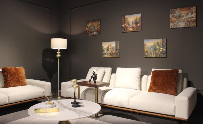 Wohnzimmer Set 6tlg Komplett Design Modern Sofagarnitur Dreisitzer Couchtisch