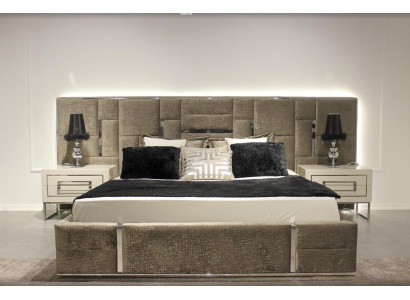 Luxus Schlafzimmermöbel Komplett Möbel 3tlg Doppelbett 2x Nachttische