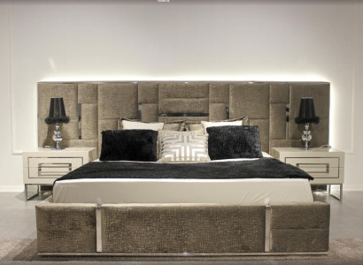 Luxus Schlafzimmermöbel Komplett Möbel 3tlg Doppelbett 2x Nachttische