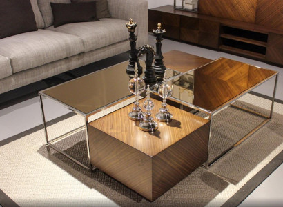 Luxus Couchtisch Wohnzimmermöbel Holz mit Glas Design Modern Neu