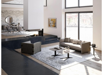 Komolett Set 6tlg Dreisitzer Sofa Neu Sessel 2x Couchtisch Holz 2x Beistelltisch