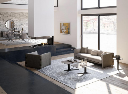 Komolett Set 6tlg Dreisitzer Sofa Neu Sessel 2x Couchtisch Holz 2x Beistelltisch