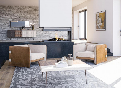 Wohnzimmer Set 3tlg 2x Beige Sessel Polstermöbel Luxus Holz Couchtisch