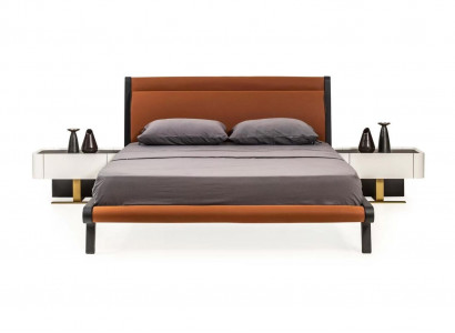 Garnitur Doppelbett Bett Schlafzimmer Nachttische 3tlg Orange Moderne