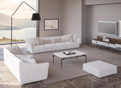 Luxus Weiß 2x Sofa Viersitzer Wohnzimmer Couchtisch Modern Textil Einrichtung