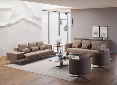 Komplett 6tlg Braun Einrichtung 2x Sofa Dreisitzer Couch Polstermöbel 2x Sessel