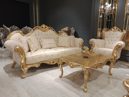 Sofagarnitur 3+3+1+1 Sitzer Klassisch Relax Sessel Chesterfield Barock Stil 4tlg