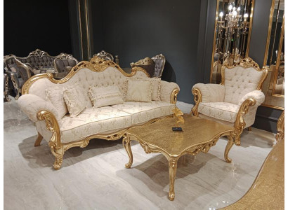 Sofagarnitur 3+3+1 Sitzer Chesterfield Barock Stil Garnitur Set 3tlg. Sofa 