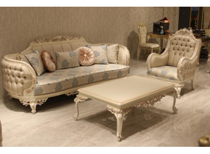 Exklusives Gemütlich Wohnzimmer 3 Sitzer Sofa Modern 2x Sessel Design