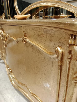 Luxus  Sideboard Anrichte mit Spiegel Garnitur Kommode Holz Kommoden Klassische