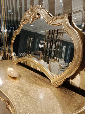 Luxus  Sideboard Anrichte mit Spiegel Garnitur Kommode Holz Kommoden Klassische