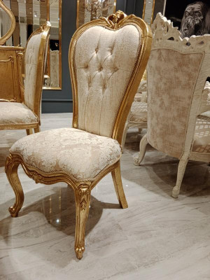 Komplett Set 4x Stühle Klassisch Garnitur Esszimmer Holz Design Stühle Neu