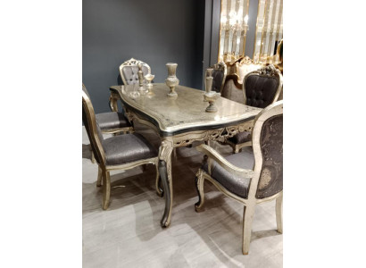 Designer Esszimmer Möbel Esstisch aus Holz Tisch Gold Platz für 6 Personen