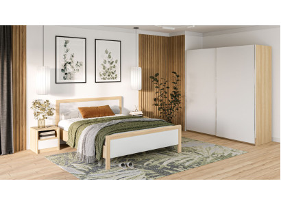 Weiße Schlafzimmer Möbel Luxus Bett Nachttische Großer Kleiderschrank