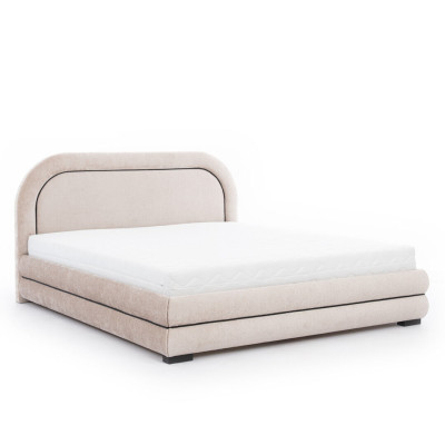 Schlafzimmer Garnitur Designer Beiges Doppelbett 2x Textil Nachttische