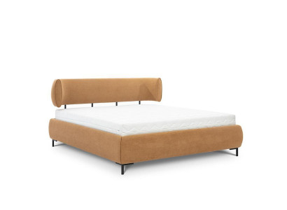 Braunes Schlafzimmer Bett Polsterbetten Designer Holzgestell Textilbett