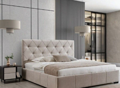 Luxuriöses Polsterbett Hohes Kopfteil Schlafzimmer Einrichtung