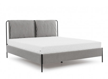 Modernes Schlafzimmer Bett Graues Doppelbett Metallgestell Textilbetten
