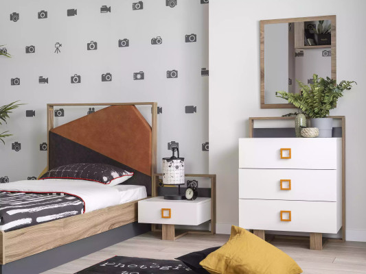 Nachttisch Nachtkonsole Kindernachttisch Kinderzimmer Holz Grau Modern