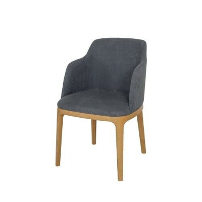 Stuhl Lehnstuhl Polster Stühle Lounge Massiv Holz Textil Holz Sessel Leder Neu