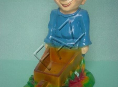 Zwerg mit Schubkarre Figur Garten Statue Skulptur Figuren Skulpturen Neu 43 cm