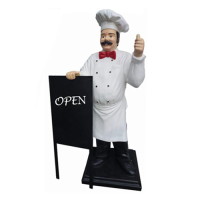 Advertising Sculpture Chef Menü Message Board Dekoration Statue Restaurant Neu