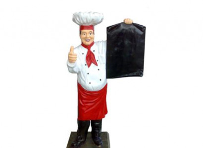 Koch Figur Statue Skulptur Werbefigur Menütafel Werbeaufsteller Restaurant 140cm