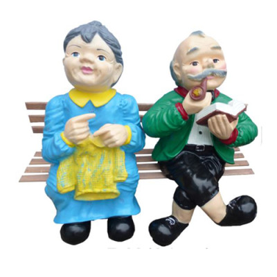 Deko Figur Statue Skulptur 64cm Figuren Statuen Skulpturen Rentner Paar Garten