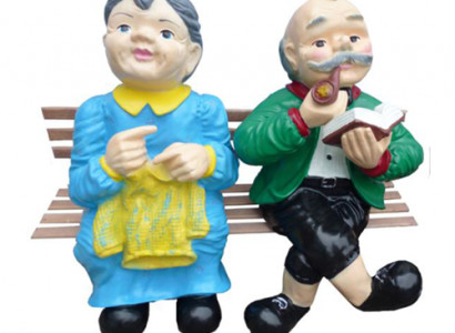 Deko Figur Statue Skulptur 64cm Figuren Statuen Skulpturen Rentner Paar Garten