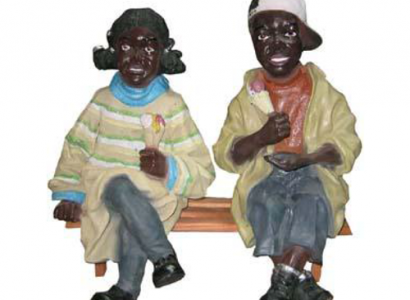 Deko Figur Statue Skulptur 34 cm Figuren Statuen Skulpturen Schwarze Kinder P39