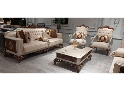 Klassische Couchgarnitur 4tlg. Set 311 Sitz + Couchtisch Sofa Barock Rokoko