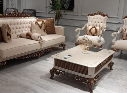 Klassische Couchgarnitur 4tlg. Set 311 Sitz + Couchtisch Sofa Barock Rokoko