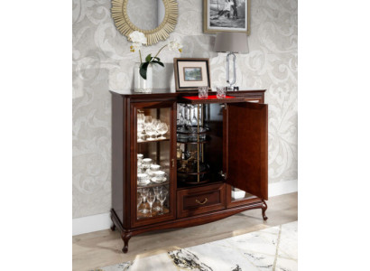 Hausbar Schrank Anrichte mit drehbaren Flaschen Schrank Vitrine Holz