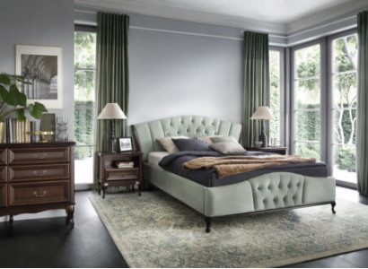 Grünes Chesterfield Bett mit Holz Schlafzimmer Möbel Betten Königlich