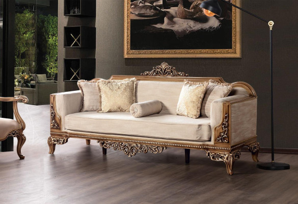 Modern Dreisitzer Couch Polster Möbel Sofa Barock Rokoko Sofas Couchen Samt