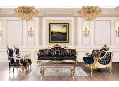 Royal Blaue Couch Sofagarnitur Sofagarnitur Couchtisch Möbel 5tlg Sofa