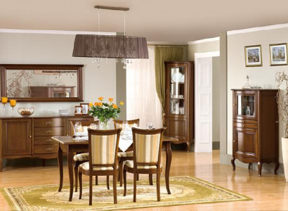 Klassiches Esszimmer Set Kommode Tisch Stühle Vitrine Wohnzimmer Set Italien Neu