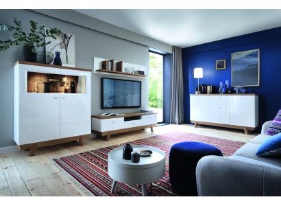 Wohnzimmer Garnitur Set Wohnwand Sideboard Vitrine Regal Design Hotel Möbel Neu