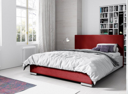 Bettrahmen Doppelbett Bett Rot Ehebett Betten Polsterbett Modern Polyester 180cm