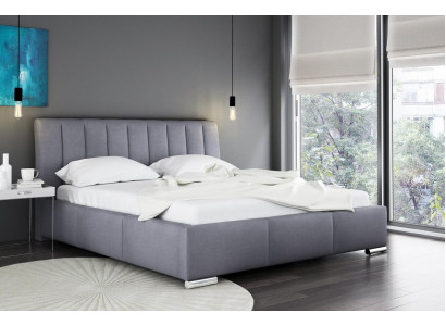 Bett Doppelbett Möbel Bettrahmen Stoff 160x200 Textil Polsterbett Grau Betten