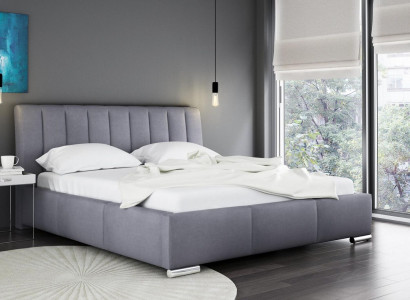 Bett Doppelbett Möbel Bettrahmen Stoff 160x200 Textil Polsterbett Grau Betten