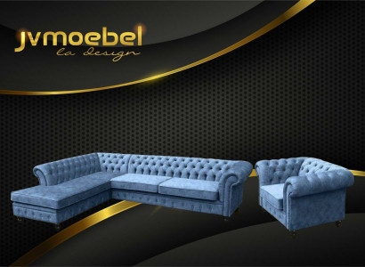 Ecksofa Sofa Couch Polster Chesterfield Design Luxus Möbel Garnitur