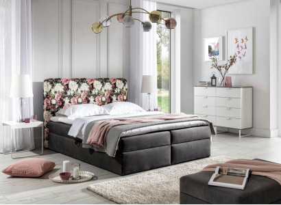 Betten Boxspringbett Textil Design Doppel Hotel Modern Bett Schlafzimmer Blumen