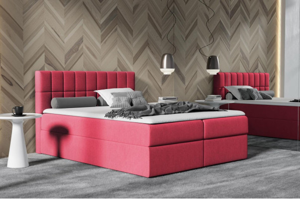 Bett Rosa Stoff Boxspringbett Textil Design Doppel Hotel Modern mit Bettkasten