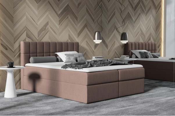 Bett Rosa Stoff Boxspringbett Textil Design Doppel Hotel Modern mit Bettkasten