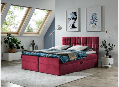 Doppelbett Boxspringbett Bett mit Bettkasten Ehebett Betten Polsterbett Rot Neu