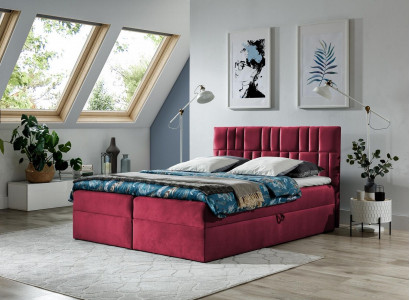 Doppelbett Boxspringbett Bett mit Bettkasten Ehebett Betten Polsterbett Rot Neu